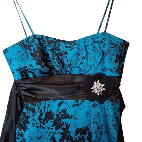 Jolie blue black semi-formal dress black  ribbon - Picture 2 of 12